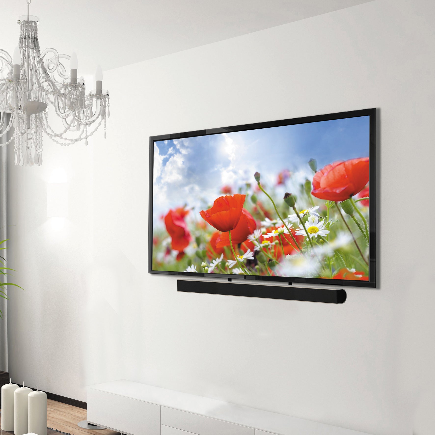 Soporte Universal Para Barra De Sonido | Compatible Con TV De 32 A 75 Pulgadas, Color Blanco, Peso 15 Kg